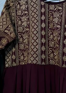 Elegant Brown Embroidered Gown 🤎