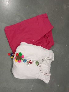 White Kurti with Pink Pants