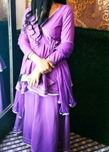 Anarkali Angrakha Lavender Kurti & Sharara