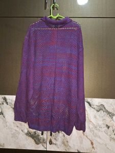 Purple Knit Polo Sweater