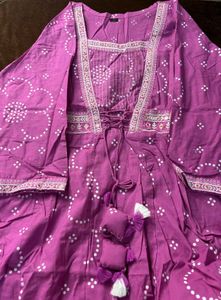 Pink Flared Anarkali Suit Set