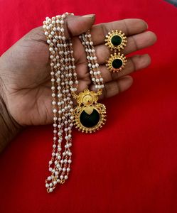 Emerald &amp; Pearl Necklace Set