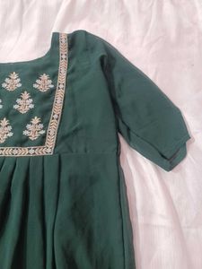 Emerald Green Embroidered Dress