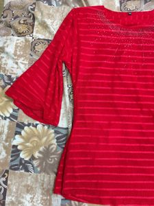 Red Embellished Top