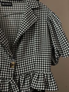 Houndstooth Peplum Top