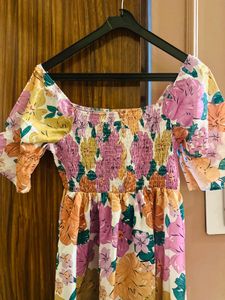 Floral Girly and Flared Dress - Stretchable