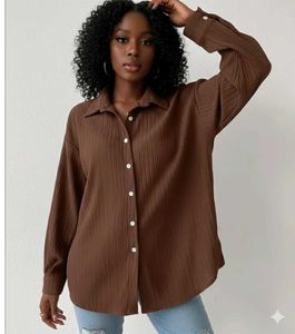 Elegant Brown Button-Down Shirt all sizes