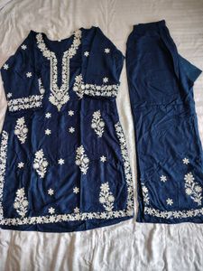 Rayon Embroidered Kurti Plazzo