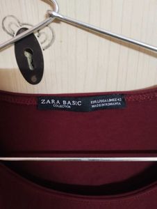 Zara Basic Burgundy Tee - Size M