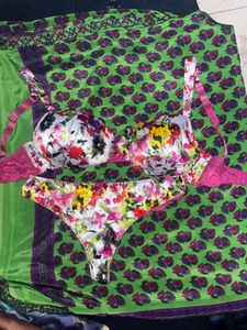Floral premium satin Bra & Panty Set