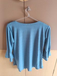 Aqua Floral Embellished Top