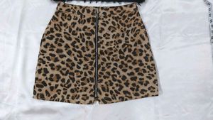 Leopard Mini Skirt &amp; Black Top Set