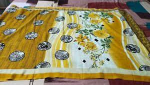 Yellow Daily Wear Sari With Blouse Piece