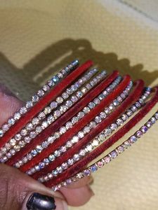 red and silver colour bangles