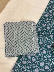 Green Printed Dress Material