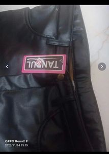 Black Straight Fit Leather Pants