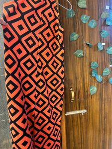 Orange &amp; Black Diamond Print Maxi Dress