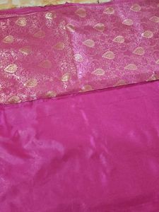 Pink Banarasi Silk Saree Fabric