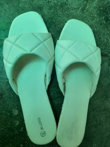 White Zudio Flip Flops, Size 39