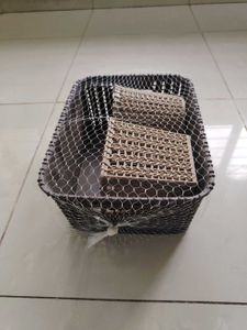 New Set Of Three Plastic Baskets Brown Beige