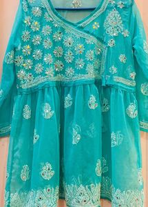 Teal Embroidered Dress