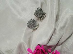Oxidised Lotus Earrings
