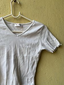 Cute White ribbed Crop Top