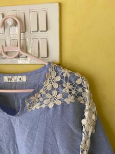 Blue Floral Lace Top