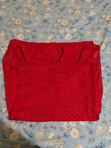 A Line Straight Kurti - Red