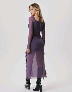 Purple Mesh Midi Dress