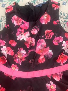 Satin Floral Frock For 8-10 Years