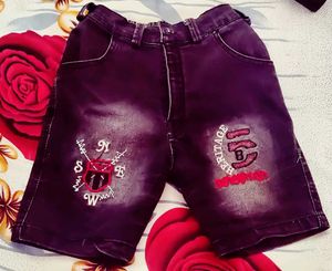 Embroidered Denim Shorts