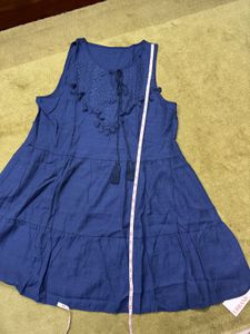 Short Embroidered Dress With Tassels