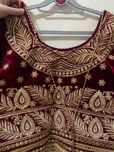 Embroidered Velvet Lehnga With Blouse N Dupatta