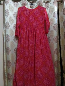 Pink Printed Anarkali  💕