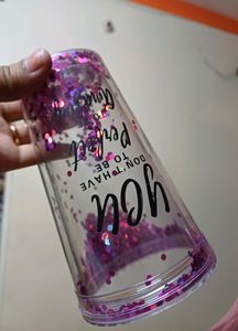 Cute Pink Glittery Glass
