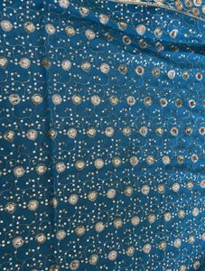 Teal Sequin Saree