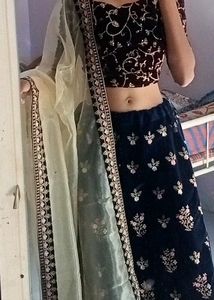 Velvet Embroidery Lehenga Choli With Dupatta