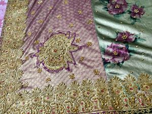PURPLE SAREE ZARI WORK