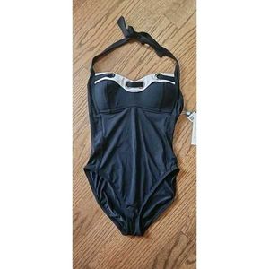 Vintage Black Halter One-Piece Swimsuit/ Bodysuit