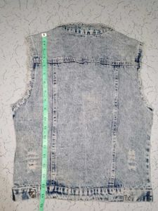 Studded Acid Wash Denim Vest