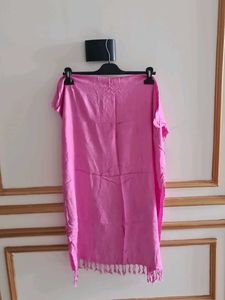 Pink Dupatta winter stole with Tassels