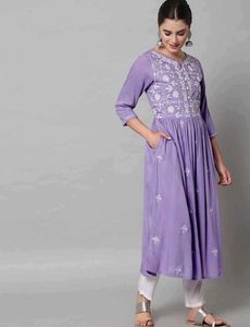 Lavender Embroidered Kurta