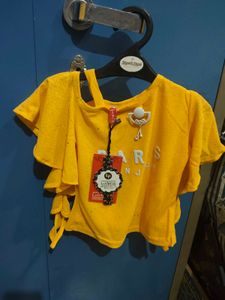 Yellow &#34;Paris&#34; Ruffle Sleeve Top.....1top Free