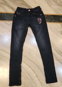 Black Jeans with Elastic Waist