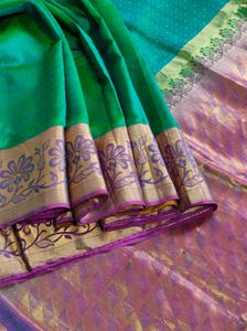 Elegant Green &amp; Pink Saree
