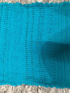 Teal Knitted Scarf with Pom Poms