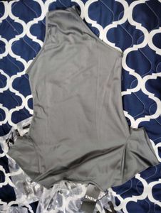 Shein Elegant Gray Short Sleeve Bodysuit