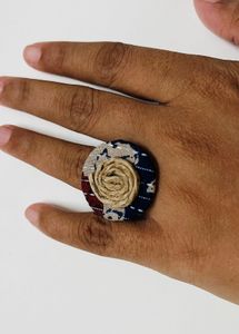 Handmade Fabric Studs With Ring