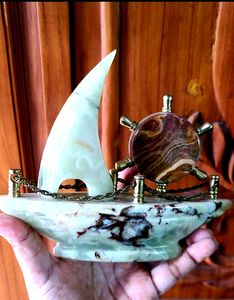 Beautiful Marble Ship Paperweight Home Decor